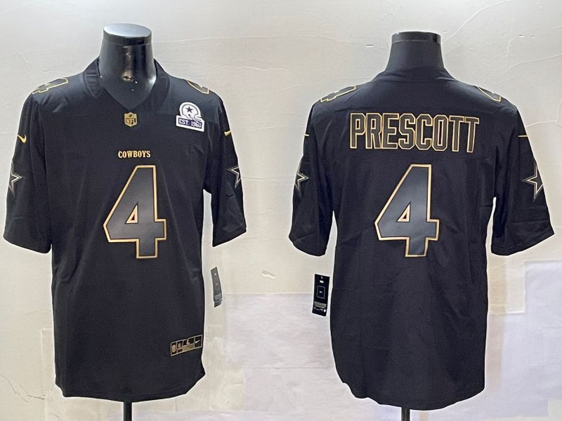 Men Dallas Cowboys #4 Prescott Black Gold 2024 Nike Limited NFL Jersey style 01082->dallas cowboys->NFL Jersey